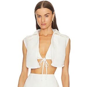 NEW MATTHEW BRUCH Vest with Triangle Top White Sleeveless Cropped Sexy Swim XS